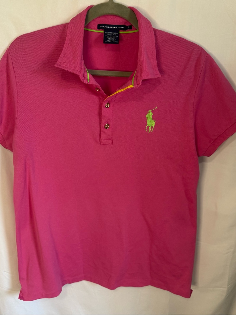 Ralph Lauren Bright Pink Polo with Lime Green Pony